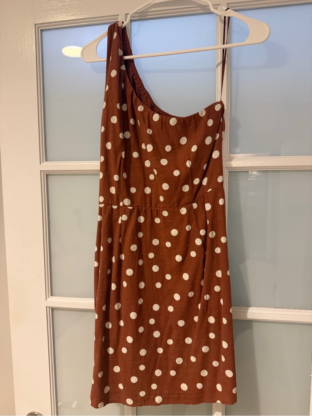 Abercrombie & Fitch Brown Polka Dot One-Shoulder Dress